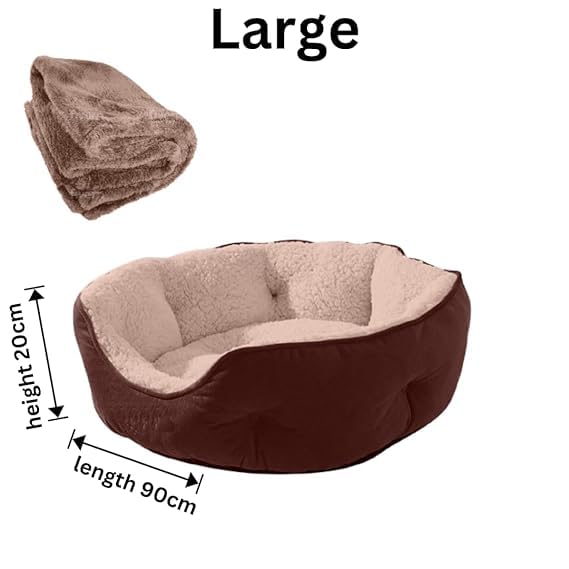Image of DRILLY Premium Fur Washable Dog /cat Bed with Blanket for Small |Medium | Large | Extra Large | XXL |XXXL |4XL Size Dogs | Cats | Puppy |pet | Rabbit | Persian cat | Indoor cat (L)