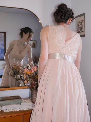 Image of Ever-Pretty Women's Spring V Neck Lace Chiffon A Line Prom Dresses Semi Formal Cocktail Wedding Guest Dress 0207
