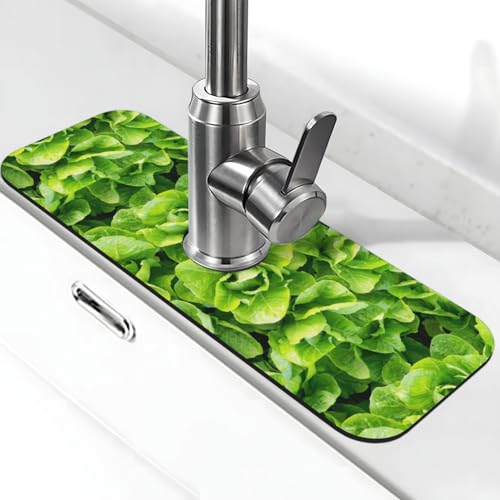 YXDVPALNE Lechuga Romana Fresca,Ventosa para Grifo de Cocina, Protector contra Salpicaduras de Fregadero, Alfombrilla para Grifo de baño, 38 x 14 cm