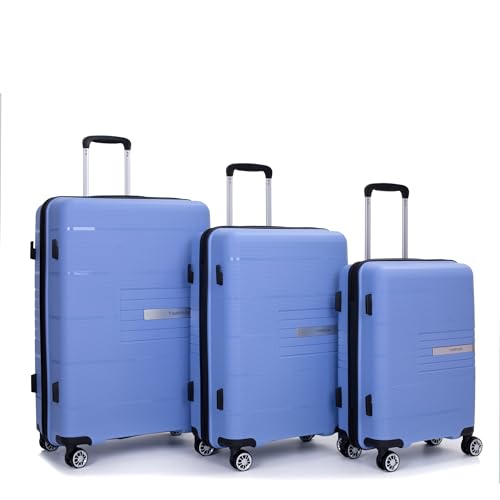 Hardshell Suitcase Double Spinner Wheels Luggage Sets Lightweight Durable Suitcase with TSA Lock,3-Piece Set (20/24/28), Purplish Blue2