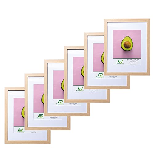 Frameworks 11X14 Mat To 8X10 Classic Wooden Picture Frames With Tempered Glass | Natural Oak | 6-Pack #TOP8