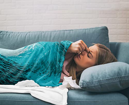 Fleece Throw Blankets For Couch,Ocean Theme Huge Beach Wave Soft Flannel Bed Throws,60X80In Lightweight Cozy Sofa Blankets,Watercolor Art Natural Scene Fluffy Warm Blanket For Home Decor #TOP3