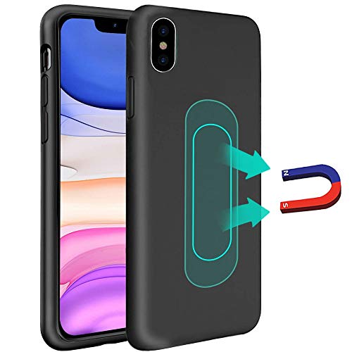 Liquid Silicone Magnetic Case for iPhone Xs max,[Invisible Built-in Metal Plate] Support Magnetic