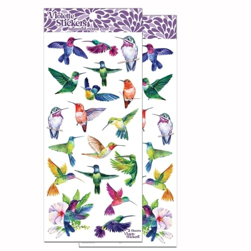 Violette Stickers Anti-Collision Window Stickers for Birds, Watercolor Hummingbird Stickers to Stop Birds from Hitting Windows, Window Decals to Prevent Bird Strikes (Hummingbird)