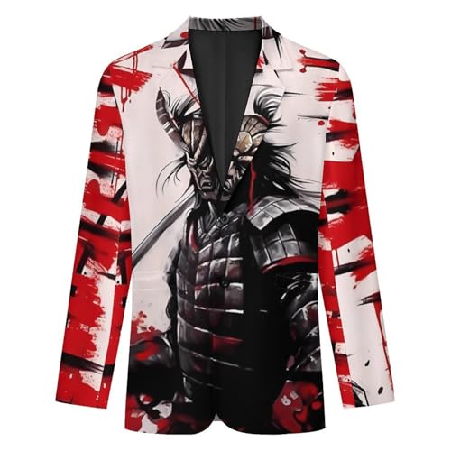Japanese Art Samurai Men's Casual Blazers Slim Fit Sport Coats Blazer Two Buttons Suit Jacket for Work Party4