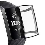YiJYi Compatible with Charge 3 Screen Protector, Soft Slim Full-Around Protective Charge 3 Case Cover for Charge 3 and Charge 3 SE(Black)