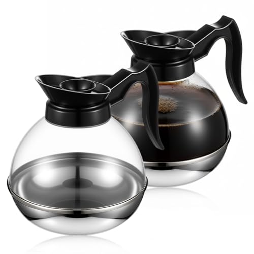 Ferrochef 2 Pcs Plastic Coffee Decanter 64oz Large Capacity Stainless Steel with Polycarbonate Body Comfortable Handle for Home Office Coffee Shop