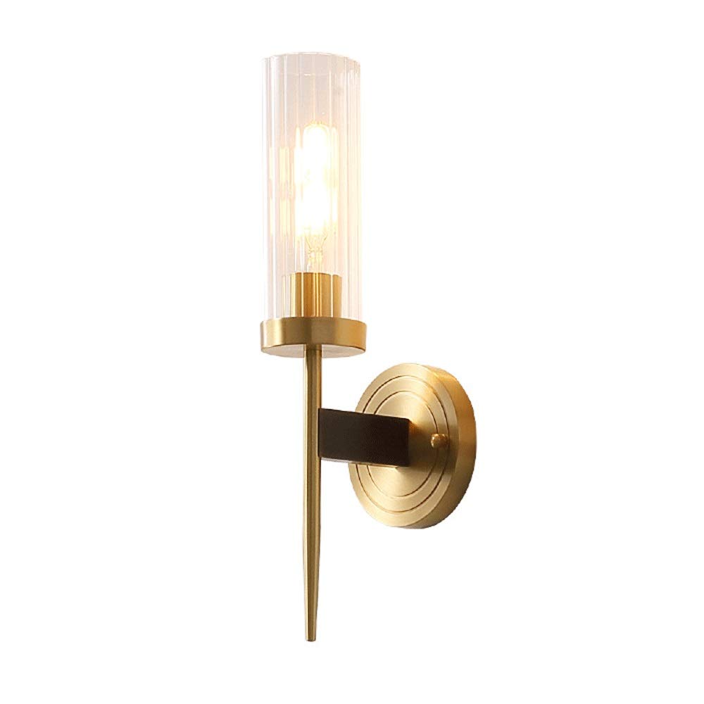 CWCQGH Wall Sconces, Contemporary - Wall Light, Modern Fashion Lighting Fixture E27 Lights Bases Sconce Lamp, Glass Shade Metal Brass Finish Bracket Art Deco Illumination Luminaire