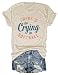 Softball Moms T-Shirt Women There's No Crying in Softball Mama Shirt Funny Softballs Lover Graphic Tee Casual Tops Beige