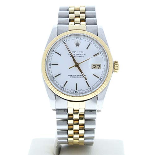 Rolex Men's Datejust 16013 Jubilee Band White Stick Dial 18k Gold Fluted Bezel (Certified Preowned)