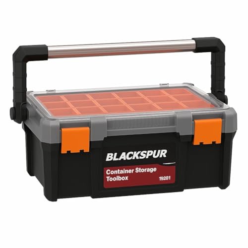 2 Tier 18'' Cantilever Tool Storage Box Organiser Carry Case Trays Screws Nails, Plastic Storage Folding Toolbox with Metal Carry Handle 3 2 Tier 18'' Cantilever Tool Storage Box Organiser Carry Case Trays Screws Nails, Plastic Storage Folding Toolbox with Metal Carry Handle - Image 3