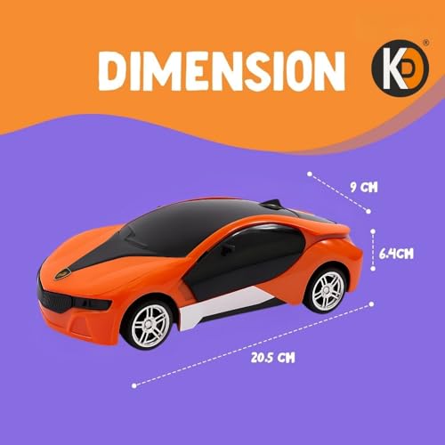 Image of K D Remote Control Car Toy of Race with Lightning, Music Effects, Universal Wheel (Orange)