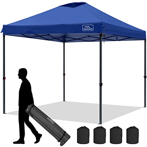KAMPKEEPER Pop-up-Canopy-Tent-10'x10', Air Vent on The Top, 4 Sand Bags, UPF 50+ and Waterproof Shelter, 3 Adjustable Height with Wheeled Carrying Bag, 4 Ropes and 8 Stakes, Outdoor Instant Canopy