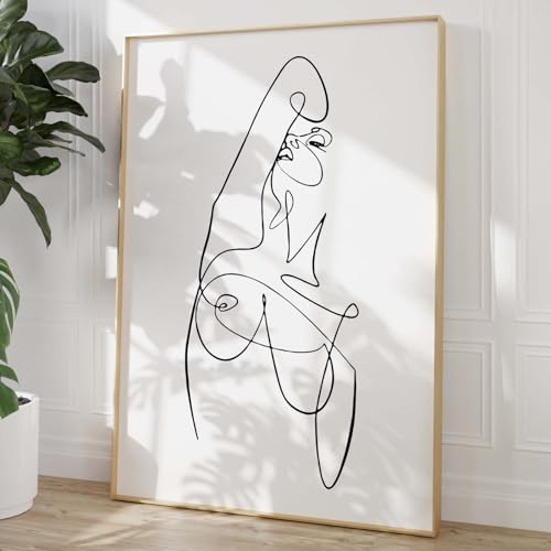 Haruhiart Abstrakte Linie Frau Wandkunst Minimalistische Linienmalerei Abstrakte Linie Körperkunstdrucke Schwarze Frauen Linienkunst Kurvige Frau Malerei Schwarze Linie Minimalistische Wandkunst für
