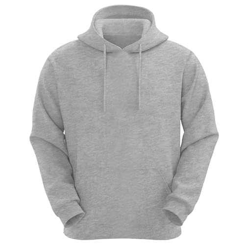 Image of VR2 Denim Mens Grey Hoodies Hooded Top Pullover Long Sleeve Sweatshirts Regular and Oversized Pullover for Men, Size- L