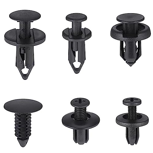 190 Pièces Rivet Plastique Clips Voiture, 6 Taille Clips de Retenue de Voiture Fixations, Vis Plastique Universelles pour Fixer les Panneaux et les Portes de Voiture(6 mm à 10 mm)
