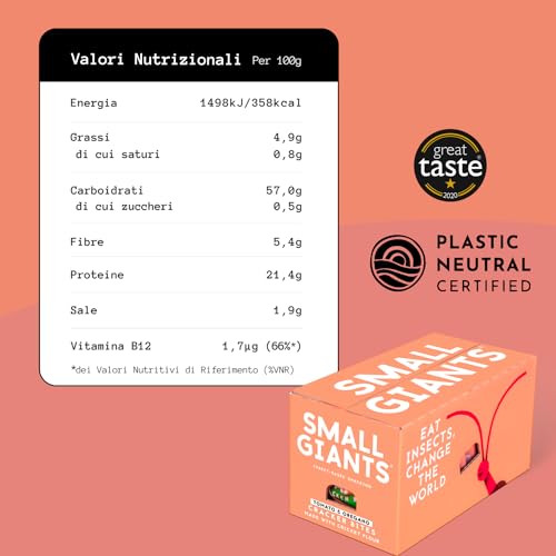 SMALL GIANTS®| Snack Proteici con Farina di Grillo - Crackers Proteici al gusto Pomodoro & Origano. High Protein, Vit.B12, Omega3, Proteine Sostenibili, Senza Zuccheri Aggiunti - Image 6