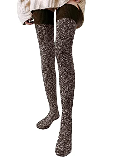 Image of Women's Thigh High Knitted Winter Boot Socks Vintage Extra Long Leg Warmer Over Knee High Stockings