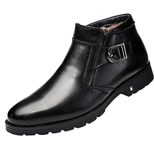 KS Cassa Leeni Men's Chelsea Boot Fur Lined Ankle Boot Formal Casual Leather Winter Boots