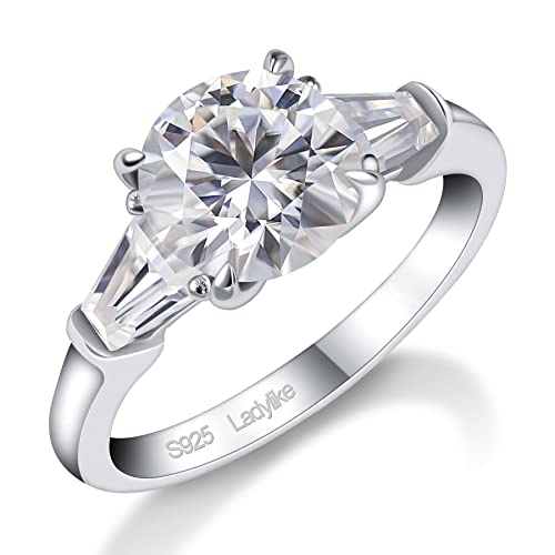 Moissanite Engagement Rings for Women 3 Stone Round Cut Promise Ring by Ladylike - Used condition - US$90.50