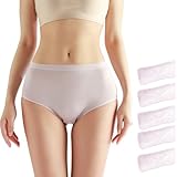 STARLY 5pcs Disposable Underwear for Women High Waist Comfy Travel Briefs Independent Packing Fast Drying Panties (Purple,L)