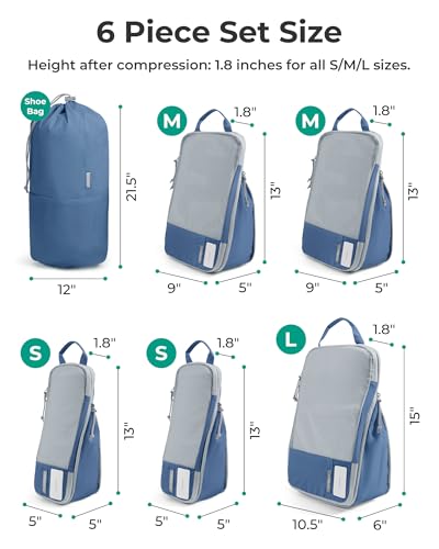 Image of BAGSMART Compression Packing Cubes for Travel, Lightweight Vacation Essentials, Suitcase Organizer Bags, Durable Luggage Organizer, 6 /4 /2 Set Options, Deja