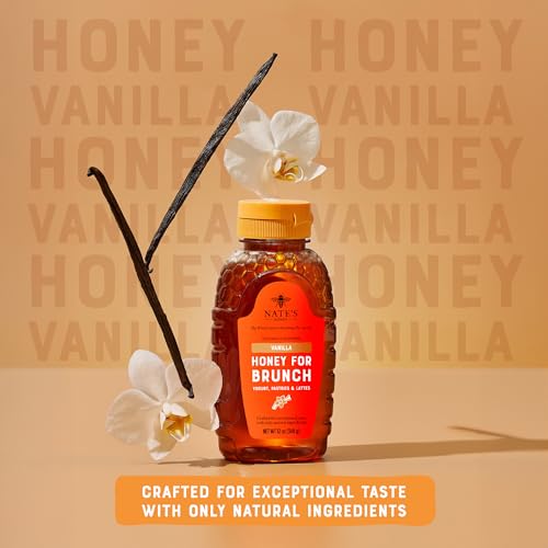 Image of Nate's Vanilla Honey for Brunch - Made with 100% Pure Honey and Vanilla - 12 oz Squeeze Bottle - Great for Pancakes, Oatmeal, Lattes, and Yogurt