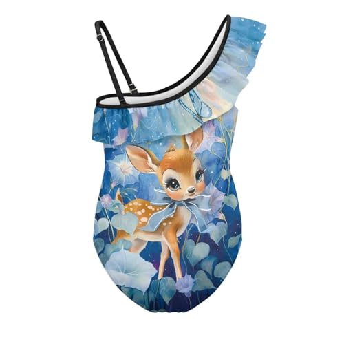 Image of Girls Swimsuit One Piece Ruffle Swimsuit Non-Slip Straps UPF 50+ for Girls Size 3-14 Years