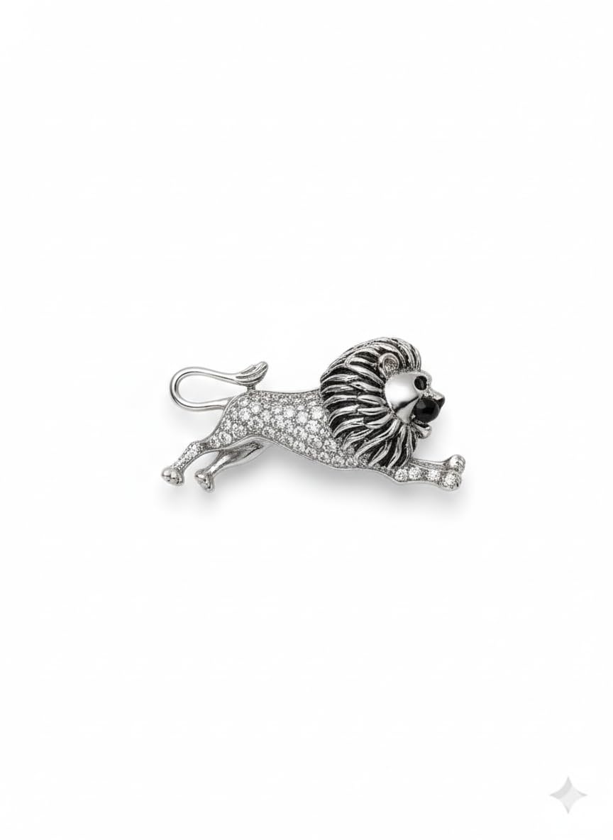 Designer Lion Brooch for Men, Crystal Studded Animal Lapel Pin, Stylish Metal Fashion Broach for Blazer Coat Jacket, Party Wedding Formal Wear Gift-picture-17