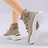 EXSADER Femmes Chaussures Décontractées Baskets Respirant Léger Plateforme Confort Athlétique Marche Gym Respirant Maille À Lacets Chaussette Sneakers,Color Beige,Size 37 #4