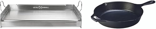 LITTLE GRIDDLE Griddle-Q GQ230 - Plancha pre-sazonada de hierro fundido de 100 % acero inoxidable de calidad profesional (25 x 16 x 6.5 pulgadas) y