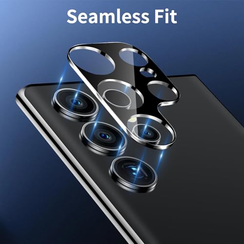 Image of U.T.Z For Samsung Galaxy S25 Ultra Camera Lens Protector, 3D Lens Protectors, Scratch-Resistant Tempered Glass, Samsung Galaxy S25 Ultra Lens Cover Case Friendly, 1 Set, Black