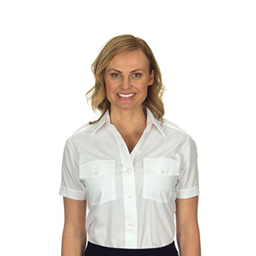 Van Heusen Women's Aviator Pilot Shirt - Short Sleeve, White, 4 #TOP1