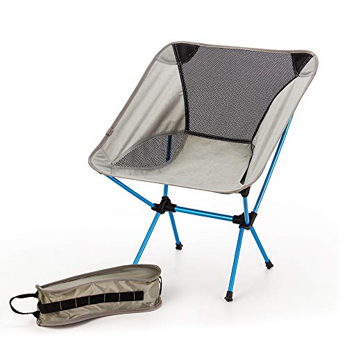 Chaise camping pliable ultra-légère de 0.9 kg avec sac portatif gris