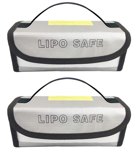 shhao 2PCS 185x60x75mm Lipo Safe Bag Fireproof Explosionproof Bag Safe Accessories for Hobby Remote & App Controlled Vehicle Lipo Batteries Storage and Charging, bag185