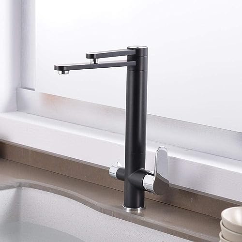 Mitigeur cuisine 3 voies en cuivre noir robinet filtre pour double évier