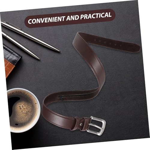 Hidden Money Belt for Men Travel Wallet Concealed Zipper Pocket Brown Waist Belt for Secure Storage of Cash and Valuables3