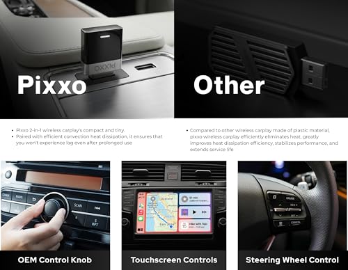 Image of Pixxo Air 2-in-1 Wireless CarPlay Adapter, Android Auto and Apple CarPlay Dongle,WiFi 6 & Bluetooth 5.4, Only for Cars with OEM Installed Wired Android Auto /CarPlay, 1-Year Warranty