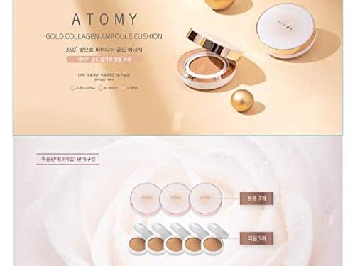 Gold Collagen Ampoule Cushion Spf 45 Pa++ (3 Originals + 2 Refill) #TOP5