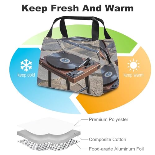 Adult Insulated Bags, Record Player Printed Cooler Bags, Insulated Tote Bags, Grocery Tote Bags3
