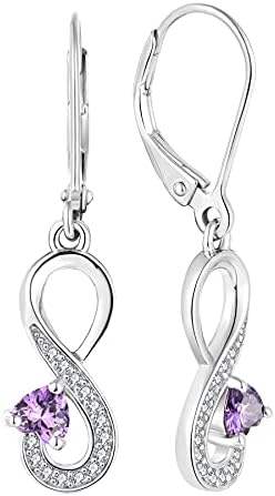 JO WISDOM Women Infinity Heart Earrings,925 Sterling Silver Leverback Dangle & Drop Earrings with 3A Cubic Zirconia