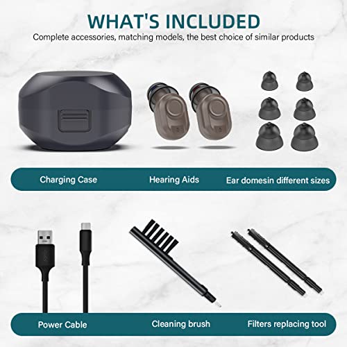 Hearing Aids For Seniors Rechargeable With Noise Canceling, Fursom Nano Hearing Amplifier With Charging Case, 8-Channels Digital Chip, Dual Modes, Only Fit Mild To Moderate Hearing Loss, Gift For Elderly, Cic Hearing Aids (Brown) #TOP6