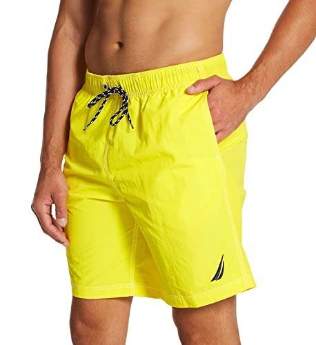 Nautica New Anchor Swim Trunk Yellow Lg #TOP28