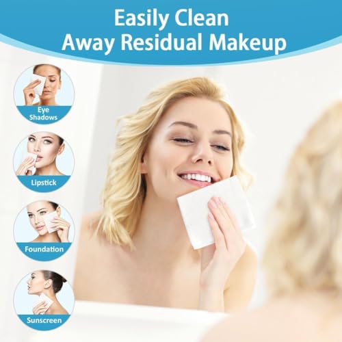 HOMEXCEL Face Towels, 200 Count (4 Box) Disposable Face Towelettes, Biodegradable Makeup Remover Dry Wipes, Super Soft Clean Facial Towels Wash Cloth for Sensitive Skin