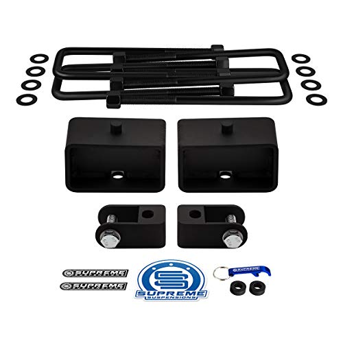 Supreme Suspensions - 3" Rear Lift Kit For 2007-2020 Chevrolet Silverado 1500 and GMC Sierra 1500 2WD 4WD | Tapered 9/16th Pin Blocks with Square U-Bolts and Shock Extenders