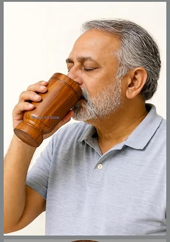 Image of Vijaysar Wooden Glass, Natural 100% Vijaysar Wood, Diabetes Controller, Ayurvedic Glass /Tumbler