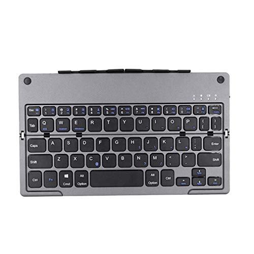Preisvergleich Produktbild Faltende Bluetooth Tastatur mit Berührungsfläche, ultra-dünne bewegliche faltbare drahtlose Tastatur mit multi Berührungsfläche, Halter, Noten-Tastatur für IOS, Android, Windows, Schwarzes / silbernes