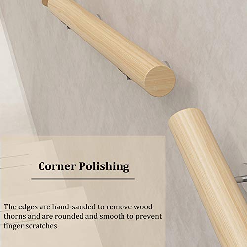 Main courante d'escalier en bois 2m kit complet rampe murale pour loft - 6