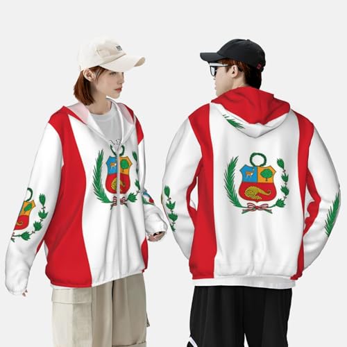 Peru Flag Peruvian Sun Protection Hoodies Men'S Upf 50+ Jacket Unisex Long Sleeve T-Shirts4