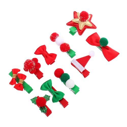 Frcolor 10個 クリスマスかんざしセット 小さい 感謝祭 弓のヘアクリップ 銀 christmas present クリスマスプレゼント クリスマスヘアクリップ ヘアークリップ ファブリック